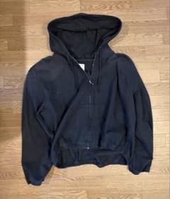 ZARA デニムジップアップパーカー ブラックXLのサムネイル