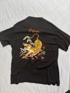 HOUSTON 半袖シャツ 虎刺繍 ブラック Lサイズのサムネイル