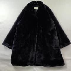 AVON STYLE　フェイクファーコート　エコファー　ハーフ丈　黒　M〜L