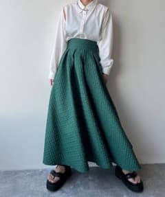 【美品】HARE フクレジャガードスカート グリーンのサムネイル