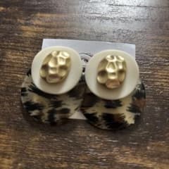 レオパード柄 サークルピアス ゴールド調のサムネイル