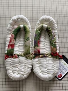布ぞうり ルームシューズ ホワイト 花柄のサムネイル