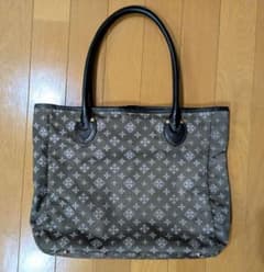 ラシット　モノグラム軽量トートバッグ　グレー✕ブルー　ナイロン✕レザー　A4OK