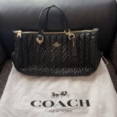 COACH 2way ハンドバッグ レザーギャザー ブラックのサムネイル