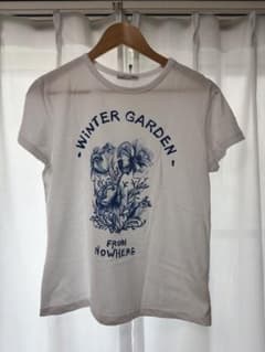 ZARA 花柄 Tシャツ S WINTER GARDEN 白×青 フラワーのサムネイル