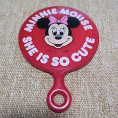 ディズニーランド 当時物 ミニーマウス 手鏡 ハンドミラー 赤 昭和