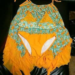お値下げ♥夏色♥ 三角ビキニ 3点セット 花柄 ブルー オレンジのサムネイル