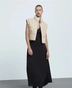 zara フェイクレザークロップドベスト ダウンベストのサムネイル