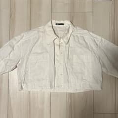 ZARA ホワイト クロップド デニムシャツ 半袖のサムネイル