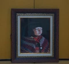 複製画 岸田劉生 1920年作『毛糸肩掛ける麗子肖像』油彩画ウッドワン