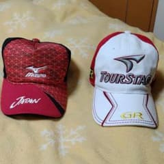 ツアーステージのゴルフ用帽子とMIZUNOの帽子のサムネイル