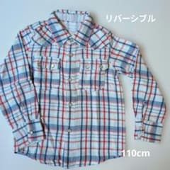 リバーシブル 長袖シャツ チェック柄 ドット柄のサムネイル