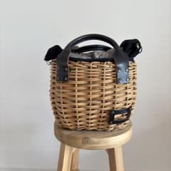 エバゴス ebagos ファー付き 籐とレザーのカゴバック - メルカリ