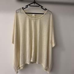 アイボリー・イエロー ストライプ 半袖Tシャツ フリーサイズのサムネイル