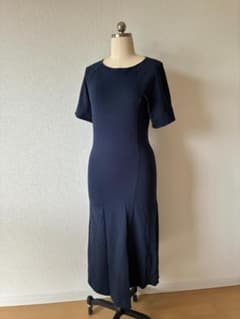 COS コスネイビー 半袖 ひざ丈ワンピース XS