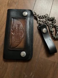Harley Davidson レザー ウォレットチェーン　ヴィンテージ Harley-Davidson レザーウォレットチェーン付き ビンテージ - メルカリ