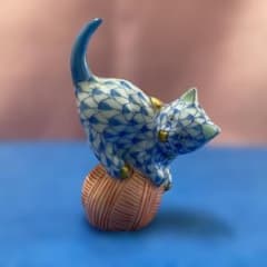 HEREND ヘレンド 猫 フィギュリン 毛糸玉 陶器 置物 ハンドペイント HEREND ヘレンド 猫 フィギュリン 毛糸玉 陶器 置物 ハンドペイント