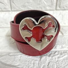 vivienne westwood man ハート スカル レザーベルト レッド - メルカリ