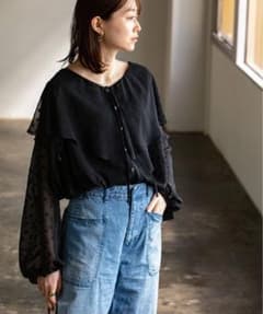 Aki様ご専用⭐︎NOBLE シアードットドロストフレアカラーブラウスのサムネイル