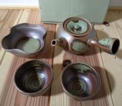 【なめとこ焼】深むし用急須と湯呑み２、小鉢のサムネイル