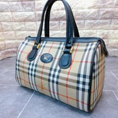 バーバリー ノバチェック ボストンバッグ ミニボストン シャドーホース