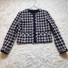 りえ様美品 アナイ LINTON チェックツイード ノーカラージャケット 23 りえ様美品 アナイ LINTON チェックツイード ノーカラージャケット 23