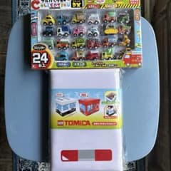 トミカ★おかたづけボックスチェアとプルバックカーコレクションDX24台2点セット