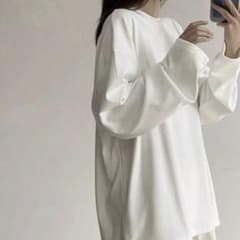 shein 長袖Tシャツ ホワイト 無地 クルーネックのサムネイル