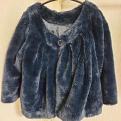 ネイビー フェイクファーカーディガンのサムネイル