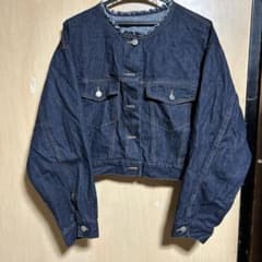 ノーカラー デニムジャケット ショート丈のサムネイル