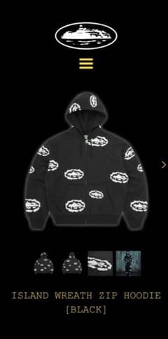 corteiz x denim tearsコラボ　ジップパーカー