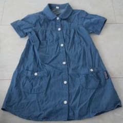 シャツワンピース 半袖 デニム風 120cmのサムネイル