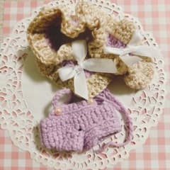 リボン付ヘッドドレス＋サロペット【いつぬい　10cmぬい】のサムネイル