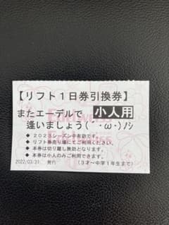 【リフト券】エーデルワイススキーリゾート　リフト１日券　引換券のサムネイル
