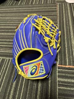 Asics Iksai 軟式用グローブ ブルー イエロー - メルカリ