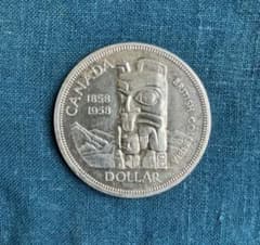 1958年 カナダ 1ドル銀貨 ブリティッシュコロンビア100年 銀0.800 カナダ 1958年 1ドル銀貨 ブリティッシュコロンビア州 100周年記念銀貨