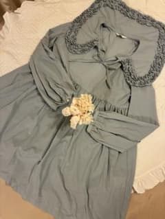 Frilled collar, pearl button tunic, blue-gray, Neige, Marie Antoinette