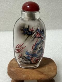 ガラス製ドラゴン鼻煙壺 手描き 內絵 鼻煙壺 中国伝統工芸 無形文化