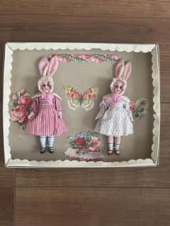 ウサギ耳付きアンティーク人形2体セット　ミ二ョネット　ピンク ウサギ耳付きアンティーク人形2体セット ミ二ョネット ピンク - メルカリ