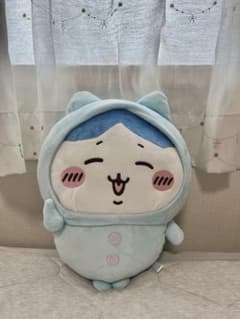 ハチワレ 水色 フード付き ぬいぐるみのサムネイル