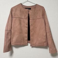ZARA BASIC ノーカラージャケット ピンク XS - メルカリ