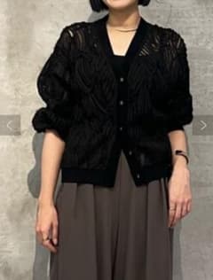 美品　コード刺繍カーディガン 長袖　ブラック　上品ジェナエスパスメルヴェイユ 美品 コード刺繍カーディガン 長袖 ブラック 上品ジェナエスパス