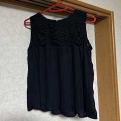 PAGE BOY ノースリーブ ブラウス ダークネイビー レース プリーツのサムネイル
