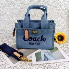 COACH コーチ ジャスト 26 デニムブルー カーゴトートバッグ - メルカリ