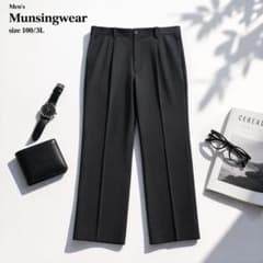 良品 マンシングウェア Munsingwear スラックス 100 黒 蓄熱