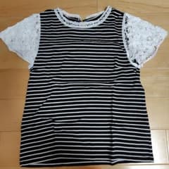 Bon maman 黒白ストライプ Tシャツ Mサイズのサムネイル