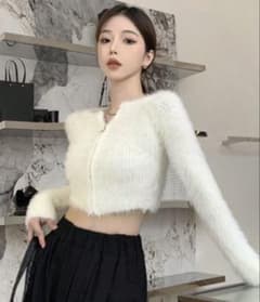 SHEIN ダブルジップ ニット ショート丈 トップスのサムネイル