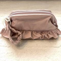 新品未使用⭐︎Ange Charme フリルポーチ ピンク パールチャーム付きのサムネイル