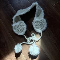 ハンドメイド ニット イヤーマフ ホワイトのサムネイル