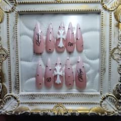 #ネイルチップ#ロングネイル#ベイビーブーマー#クロムネイル#ワンホン【即購入◎